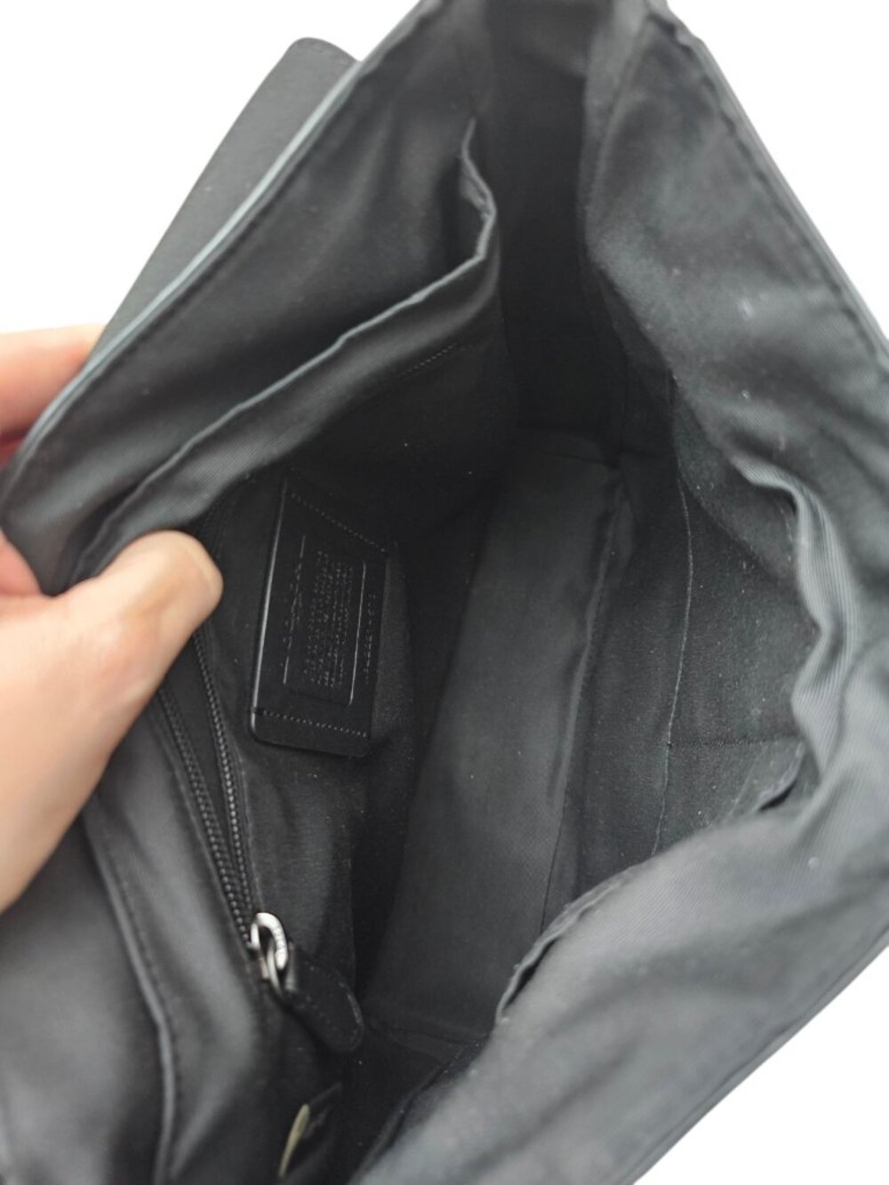 Coach Signature Monogram Crossbody Messenger Bag Black Charcoal Leather f54771 - Picture 8 of 14